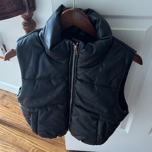 Ambiance Outwear Black Quilted Puffer Vest with High Collar
